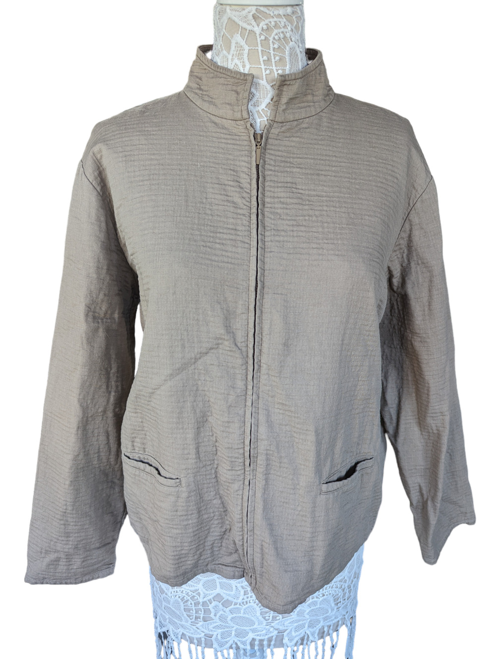 Eileen Fisher Crinkle Cotton Jacket M
